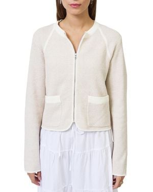 Central Park West Celeste Tweed Yarn Zip Up - White