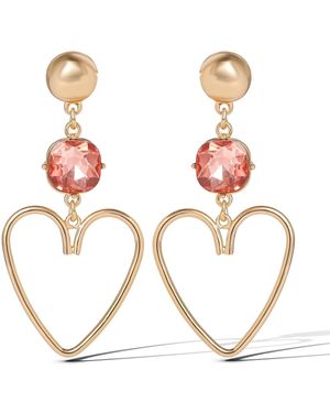 Jessica Simpson Gold-tone Heart Drop Earrings - White