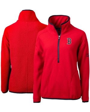 Cutter & Buck Boston Sox Cascade Eco Sherpa Fleece Quarter-zip Pullover Jacket - Red