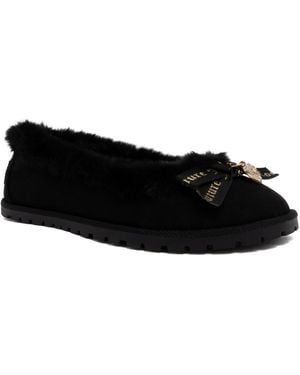 Juicy Couture Bobby Plush Round-toe Faux Suede Flats - Black