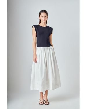 Endless Rose Mix Media Knit Midi Dress - White