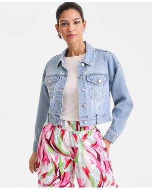 INC International Concepts Cropped Denim Jacket - Blue