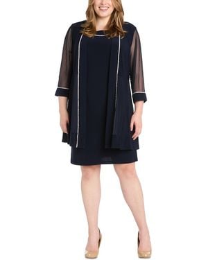 R & M Richards Plus Size Rhinestone-trim Jacket & Sheath Dress - Blue