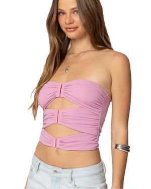 Edikted Ariella Cut Out Strapless Top - Pink