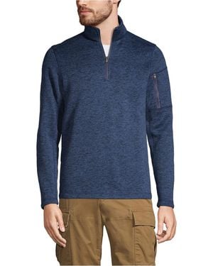 Lands' End Sweater Fleece Quarter Zip Pullover - Blue