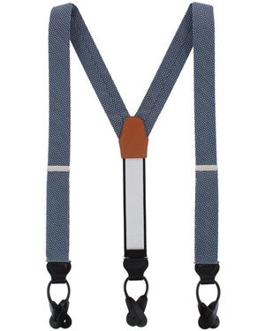 Trafalgar Neat Pattern Wool-blend Button-end Suspenders - Blue