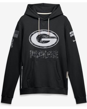 Nike Green Bay Packers 2026 Salute To Service Sideline Dri-fit Pullover Hoodie - Black