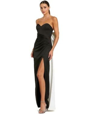 Mac Duggal Satin Strapless Bustier Gown With Oversized Bow - Multicolor