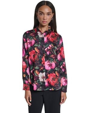 KARL LAGERFELD Collared Button-up Long-sleeve Blouse