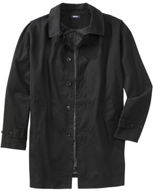 Kingsize Big & Tall Water-resistant Trench Coat - Black