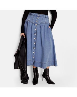 City Chic Plus Size Ari Denim Skirt - Blue