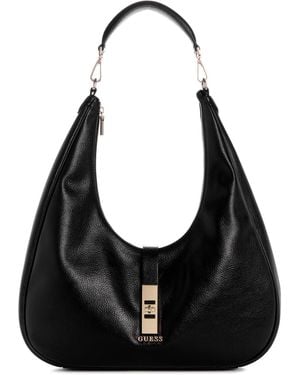Guess Brooke Top-zipper Large Hobo Bag - Black