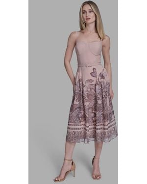 BCBGMAXAZRIA Border Print Sleeveless Midi Dress - Multicolor