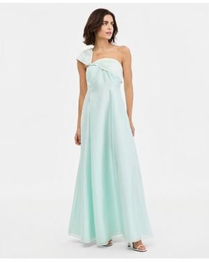Donna Karan Asymmetric-neck One-shoulder Gown - Blue