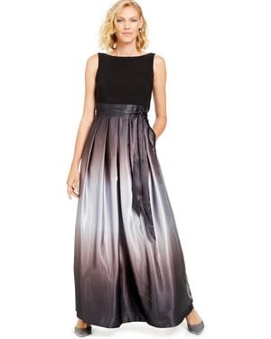 Sl Fashions Ombre Satin Bow Sash Gown - Purple