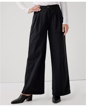 Pact Organic Cotton Boulevard Brushed Twill Wide Leg Trouser - Black
