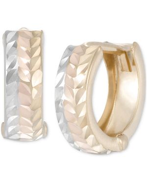 Macy's Textured Small huggie Hoop Earrings - Natural