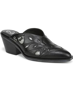 Sam & Libby Floren Western Block Heel Mules - Black