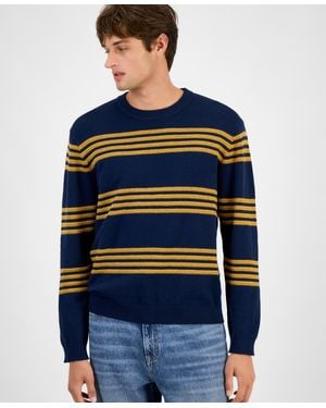 Sun & Stone Sun + Stone Striped Crewneck Sweater - Blue