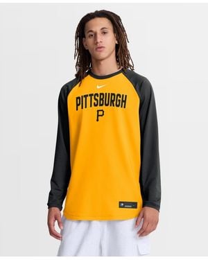 Nike Pittsburgh Pirates Authentic Collection Raglan Dri-fit Sweatshirt - Yellow