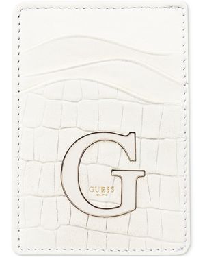 Guess Senda Croc-embossed Leather Rfid Card Case - Natural