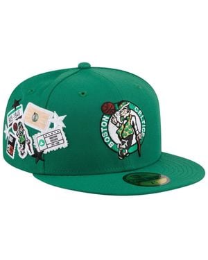 KTZ Boston Celtics Team Collage 59fifty Fitted Hat - Green