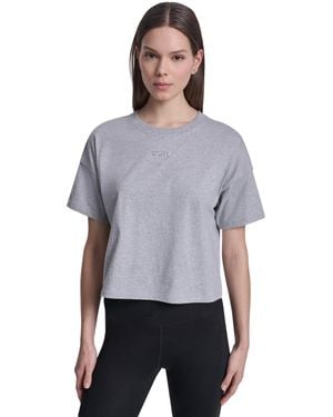 DKNY Metallic Bubble Logo Drop Shoulder Pull-on T-shirt - Purple