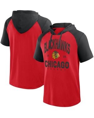 LOGO ATHLETIC Red/black Chicago Blackhawks Prime Raglan Short Sleeve Pullover Hoodie