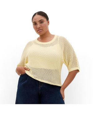 City Chic Crochet Knit Top - Blue