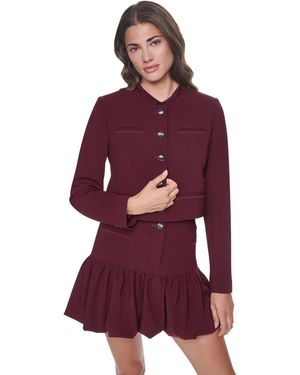 DKNY Cropped Collarless Jacket - Purple