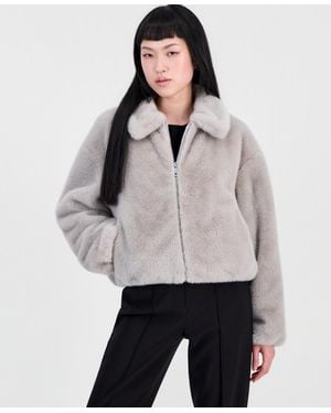 Cece Collared Faux-fur Bomber Coat - Gray