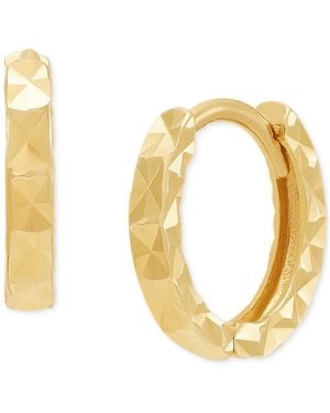 Macy's Faceted Texture huggie Extra Small Hoop Earrings - Metallic