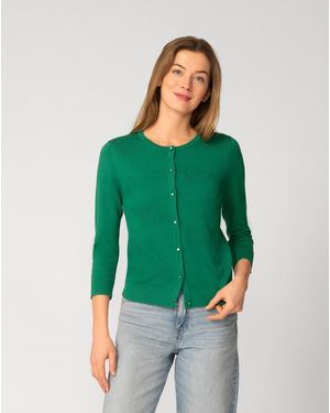 Cable & Gauge Watermelon Stitch Button Cardigan - Green