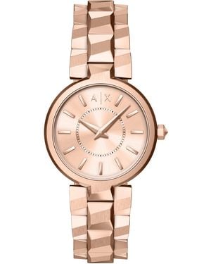 ARMANI EXCHANGE Rmni Exchnge Qurtz Two-hnd Stinless Steel Wtch - Pink