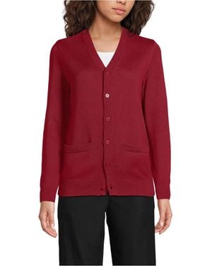 Lands' End School Uniform Legacy Varsity Cardigan - Red