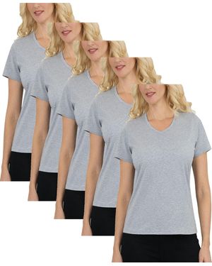 Galaxy By Harvic Divatee Relaxed Fit V-neck Short Sleeve T-shirt-5 Pack - Gray