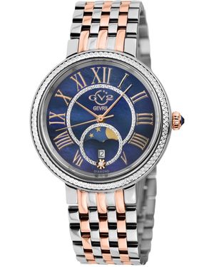 Gevril Genoa Swiss Quartz Diamond Two Tone Iprg/ss Stainless Steel Bracelet Watch - Gray