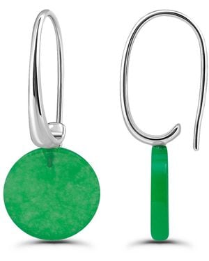 Macy's Genuine Howlite Chrysocolla Round Disc Shape Drop On Hardwire Fishhook Closure Earrings - Green