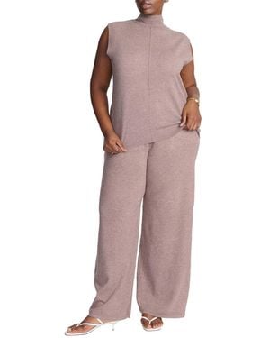 Eloquii Elements Plus Size Knit Wide Leg Sweater Pant - White
