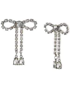 Steve Madden Faux Stone Rhinestone Bow Earrings - White
