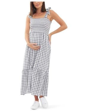 Ripe Maternity Phoebe Smocked Dress White/navy