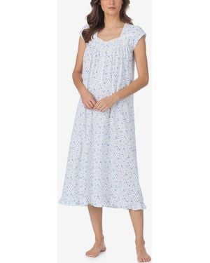 Eileen West Floral Cap-sleeve Ballet Nightgown - White