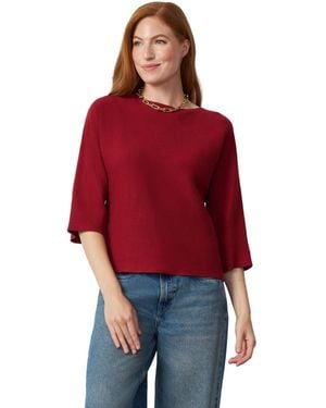 Cable & Gauge Boat Neck Dolman Sweater - Red