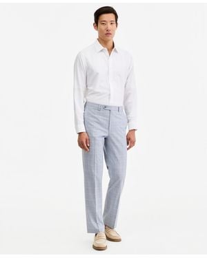 Michael Kors Classic-fit Sharkskin Dress Pants - Blue