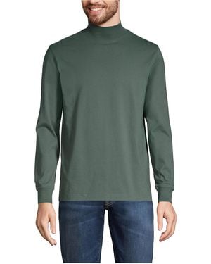 Lands' End Big & Tall Super-t Long-sleeve Mock Turtleneck Classic-fit T-shirt - Green