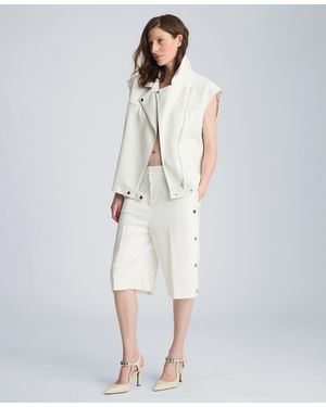 Kenneth Cole Boxy Moto Sleeveless Vest - White