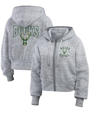 WEAR by Erin Andrews Milwaukee Bucks Speckled Radiator Full-zip Hoodie - Gray
