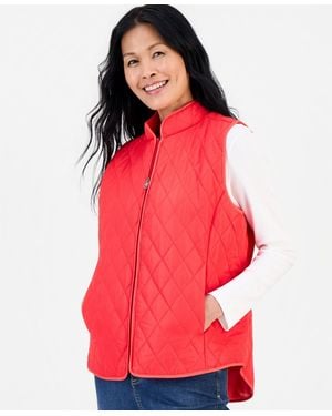 Style & Co. Quilted Mock-neck Vest - Red