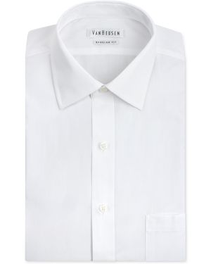 Van Heusen Men's Classic-fit White Poplin Dress Shirt - Orange