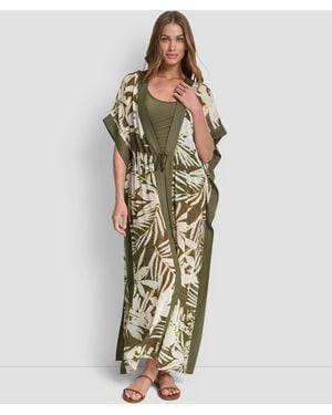 DKNY Tie-front Cover-up Kaftan - Green